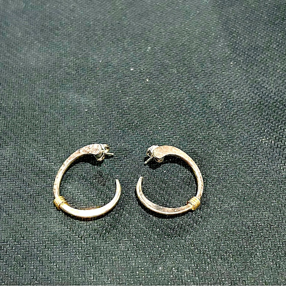 Sterling silver with gold tone accent earrings.